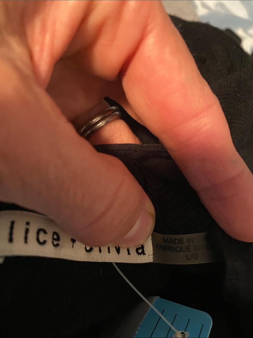 Alice + Olivia Black Puff Sleeve Sweater Top with Pearl Collar - Picture 5 of 5